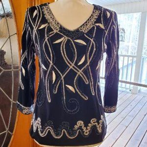 Lauren Michelle black and white top size S